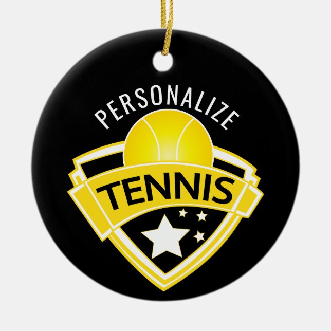 Tennis 🎾 Logotyp Design Julgransprydnad Keramik (Framsidan)