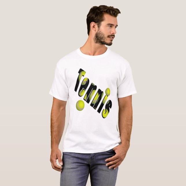 Tennis Logotyp och Gult Bollar, T Shirt (Hel framsida)