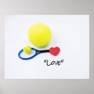 Tennis love with tennis ball and racket lover poster