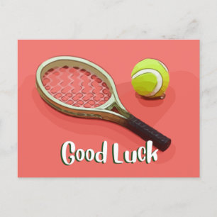 Tennis Lycka till på röd bakgrund Vykort