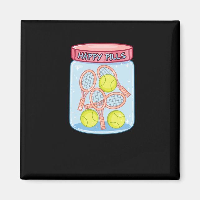 Tennis Lycklig Pills Magnet (Framsidan)