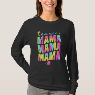 Tennis Mama För Kvinnor Tie Dye Groovy Tennis Spel T Shirt