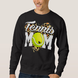 Tennis Mamma Cute Leopard Heart Mors dag Lång Ärmad Tröja