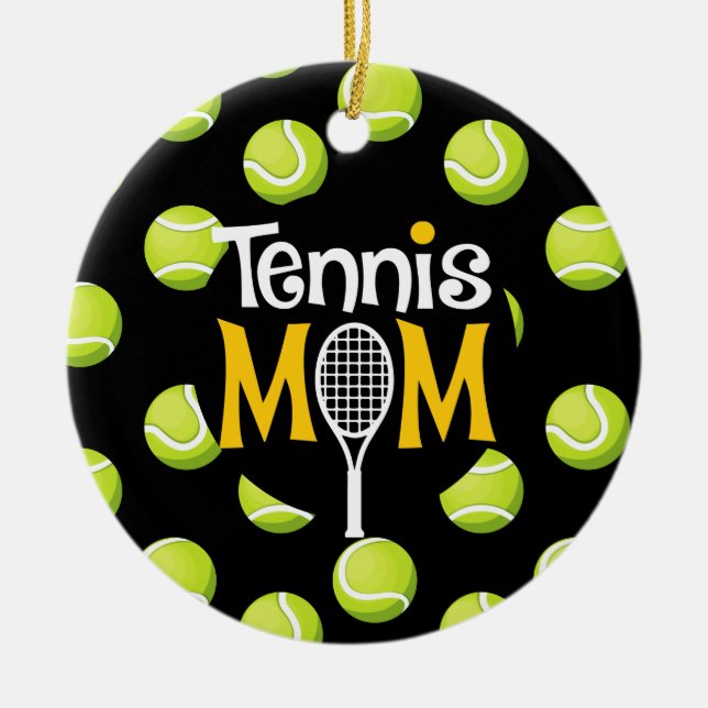 Tennis Mamma med tennis boll på Black Mor Julgransprydnad Keramik (Framsidan)
