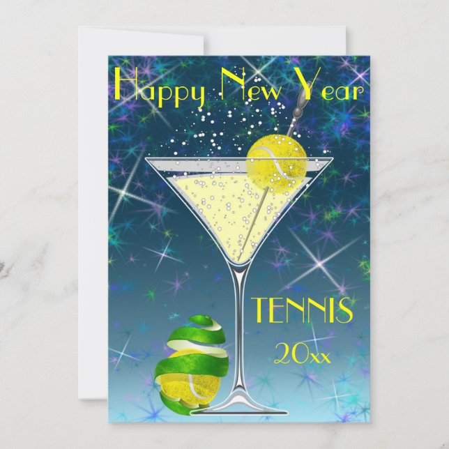 Tennis Martini New Year party Inbjudningar (Framsida)