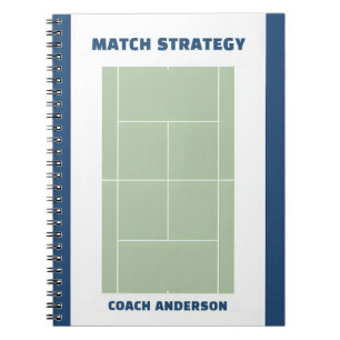 Tennis Match Planering & Strategi Anpassat Tränarn Anteckningsbok