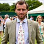 Tennis med jordgubbar och Cream Tie Slips<br><div class="desc">Fira Wimbledonandan med den här eleganten slips! Den skarpa vita bakgrunden visar på klara bilder av pulserande röda tennisrackets och bollar, parade med taggiga jordgubbar och grädde - en nod till den ikoniska brittiska turneringen. Vare sig du är på läktaren eller vid ett högtidligt evenemang, strejkor detta balansen mellan perfekt...</div>
