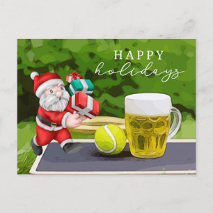 Tennis med Jultomten Glad helg till spelare Vykort