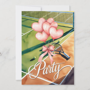 Tennis med Kärlek Balloon på Court Bröllopsfest Inbjudningar