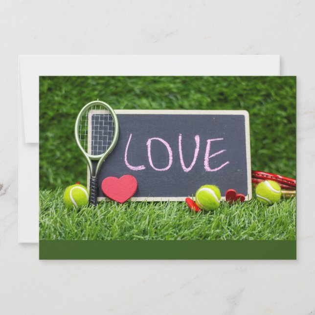 Tennis med KÄRLEK på grönt gräs Julkort (Framsida)