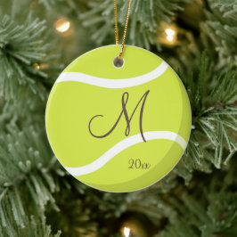 Tennis med monogrammet julgransprydnad keramik