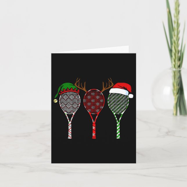 Tennis Merry Chistmas 3 Tennis Racket jul Kort (Framsida)