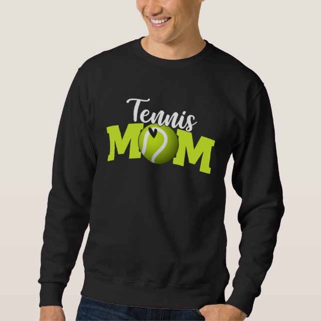 Tennis Mom Cute Letter Print Women Cute Mother's D Lång Ärmad Tröja (Framsida)