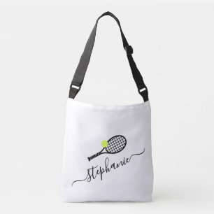 Tennis Monogram Black White Womens Sports Axelväska