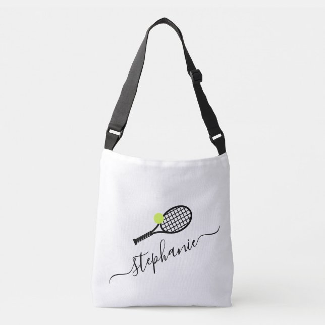 Tennis Monogram Black White Womens Sports Axelväska (Framsida)