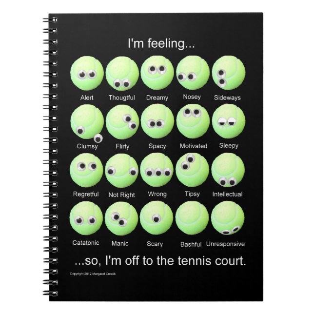 Tennis Moods Poster Anteckningsbok Med Spiral (Framsidan)