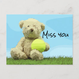 Tennis Nalle Player håller boll Miss You Älskare Vykort