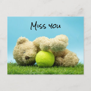 Tennis Nalle Player håller boll Miss You Älskare Vykort