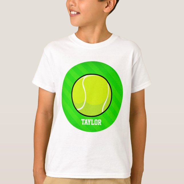 Tennis; Neon Grönt Rand Tee Shirt (Framsida)