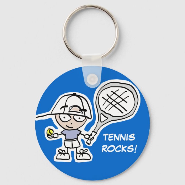 Tennis-nyckelkedja med söt tecknad och anpassnings nyckelring (Framsida)