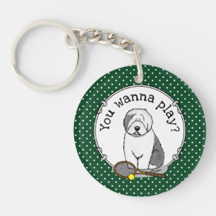 Tennis Old English Sheepdog (Grått 1) Hund Cute