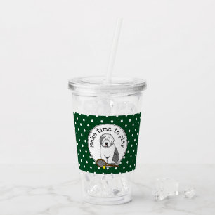 Tennis Old English Sheepdog (Grått 1) Hund Cute Take Away Mugg