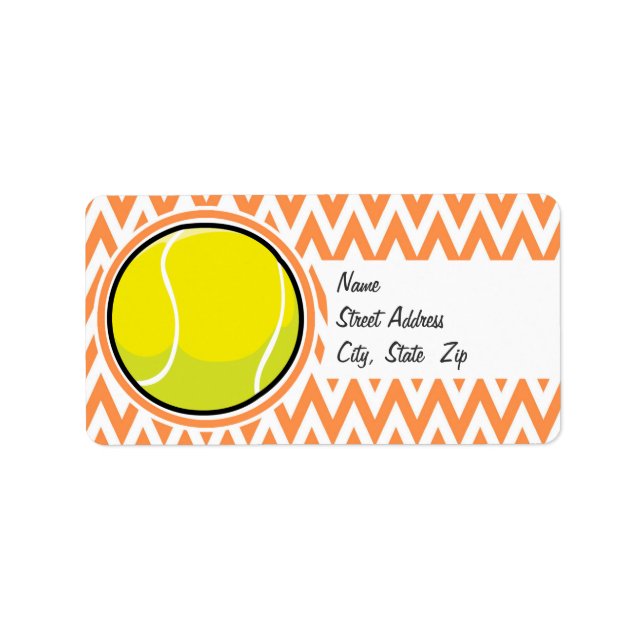 Tennis; Orange och vit Chevron Adressetikett (Framsidan)