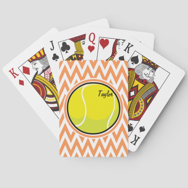 Tennis; Orange och vit Chevron Casinokort (Baksidan)