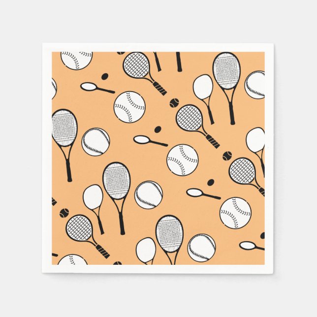 Tennis orange white black pappersservett (Framsidan)