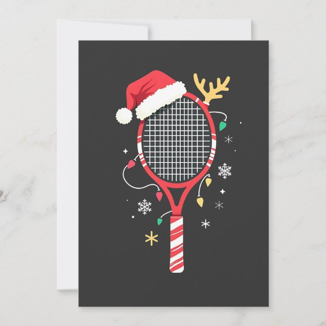 Tennis Paddle med Santa Hat och jul Ljus Inbjudningar (Framsida)