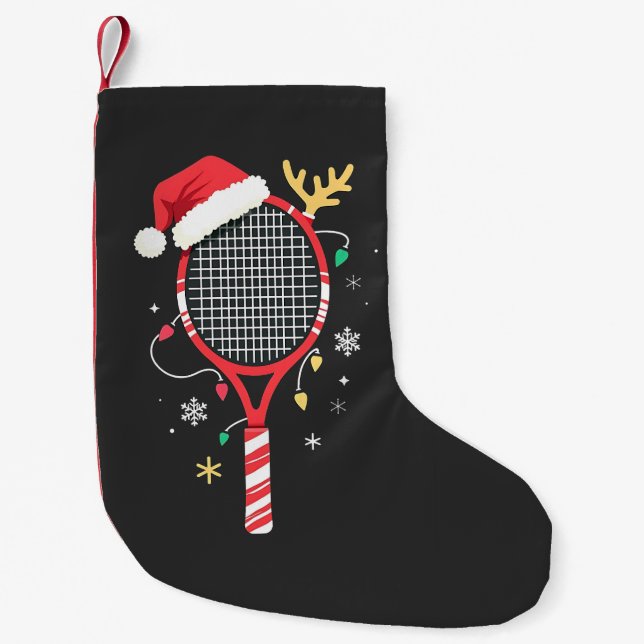 Tennis Paddle med Santa Hat och jul Ljus Liten Julstrumpa (Framsidan)