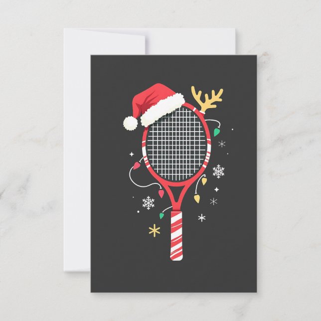 Tennis Paddle med Santa Hat och jul Ljus Tack Kort (Framsida)