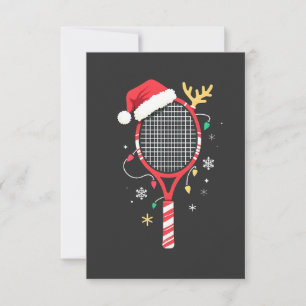 Tennis Paddle med Santa Hat och jul Ljus Tack Kort