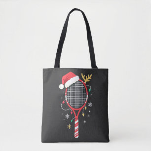 Tennis Paddle med Santa Hat och jul Ljus Tygkasse