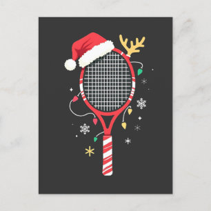 Tennis Paddle med Santa Hat och jul Ljus Vykort