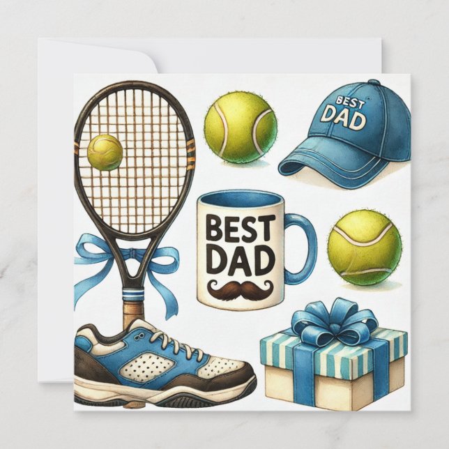 Tennis Pappa Fars Dag med racket och boll Julkort (Framsida)