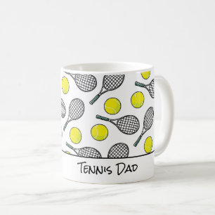 Tennis Pappa Mamma Bollar Racquets Gult White Blac Kaffemugg
