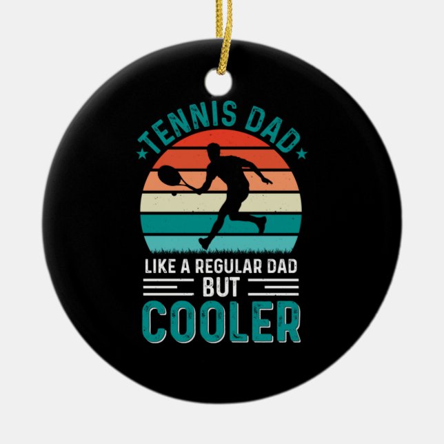 Tennis Pappa Retro Sunset Julgransprydnad Keramik (Framsidan)