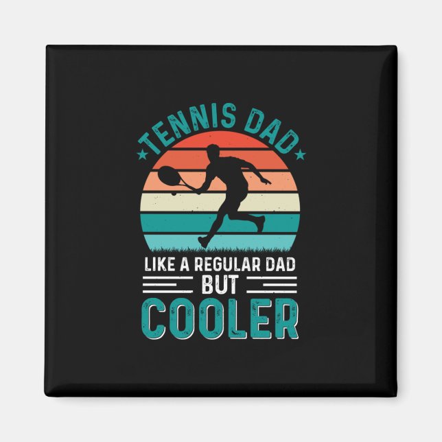 Tennis Pappa Retro Sunset Magnet (Framsidan)