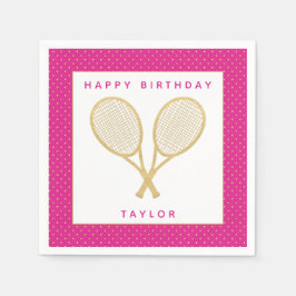 Tennis Party Chic Guld och Rosa Anpassningsbar Pappersservett