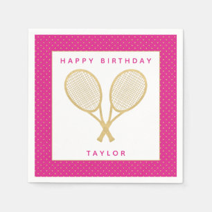 Tennis Party Chic Guld och Rosa Anpassningsbar Pappersservett