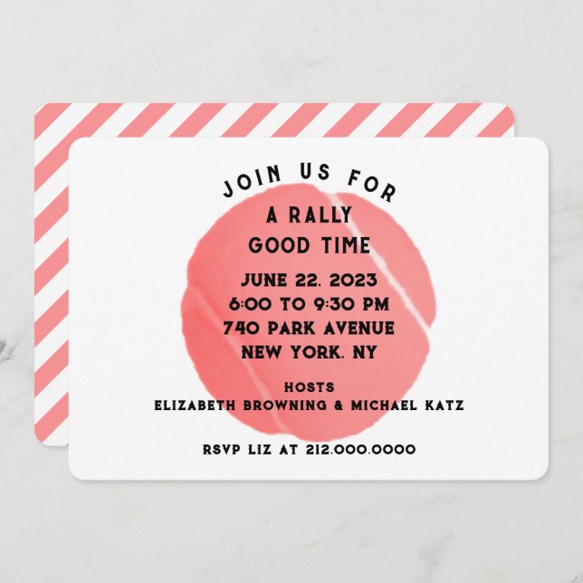 Tennis Party Inbjudningar (Fram/baksida)