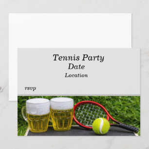 Tennis Party med racket boll och öl Inbjudningar