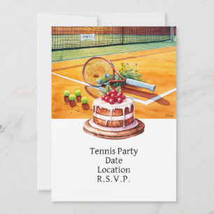 Tennis Party med tårta och boll Inbjudningar