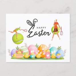 Tennis Påsk Helgdag för tennis Player Helg Vykort