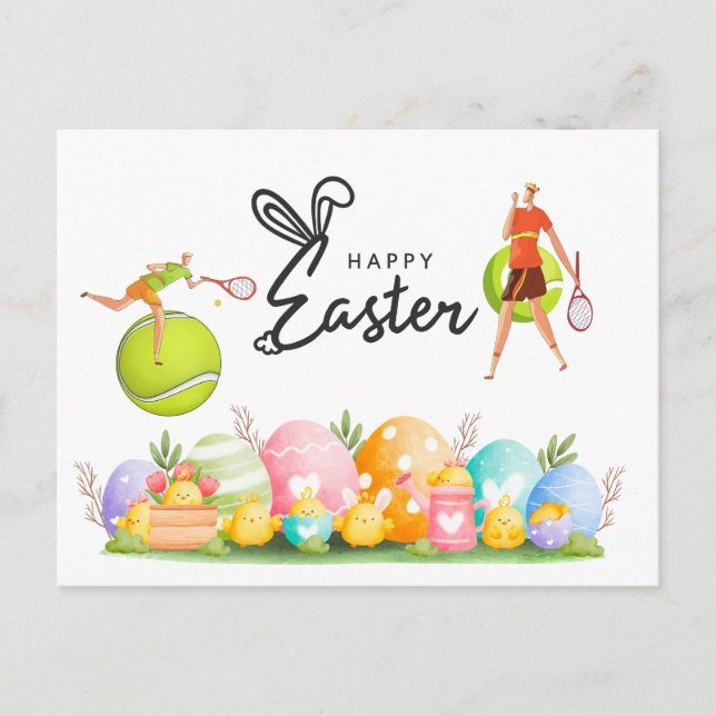 Tennis Påsk Helgdag för tennis Player Helg Vykort (Framsida)