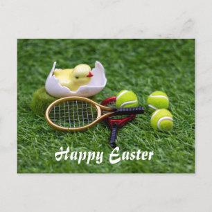 Tennis Påsk helgdag med racket och bollar Helg Vykort