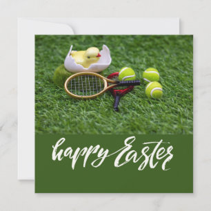 Tennis Påsk helgdag med racket och bollar Julkort