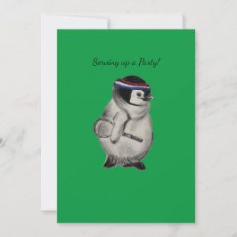 Tennis Penguin med Racket Party-inbjudan Inbjudningar