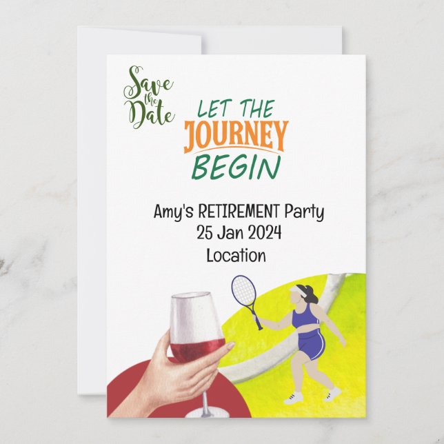Tennis Pension Party för Woman Player Inbjudningar (Framsida)